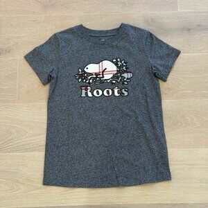 BNWT Roots Women's Cooper Plaid T-shirt in Salt & Pepper XXS